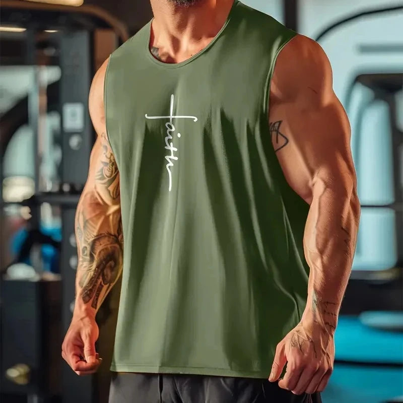 Men’s Faith Letters Graphic Sports Vest