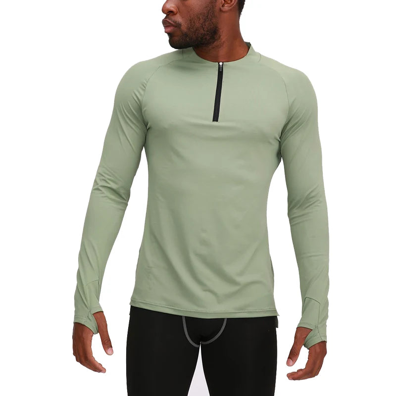 Men Sports Half Zip Long Sleeve